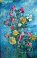roses with blue background 1960 Russian